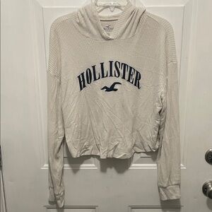 Hollister Women's Off-White long sleeve with Navy Logo